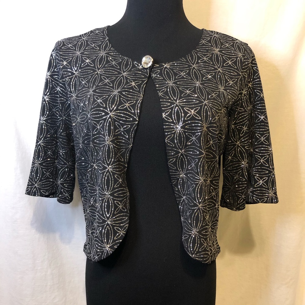 Glamour Sparkle Silver / Black Shrug Shimmer - S